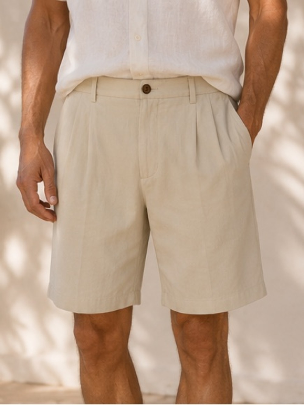 Tommy Bahama Men’s Stretch Silk Blend Shorts Cream Excellent Size 36